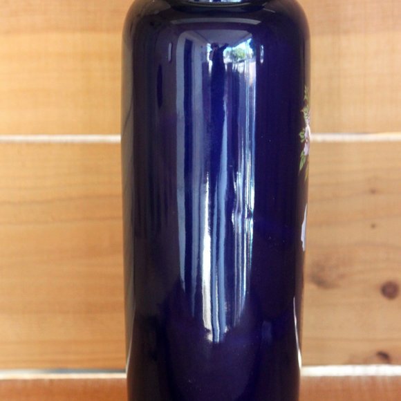 Vintage Kutani Style Cobalt Blue Vase With Pheasants and Flowers - Picture 3 of 11